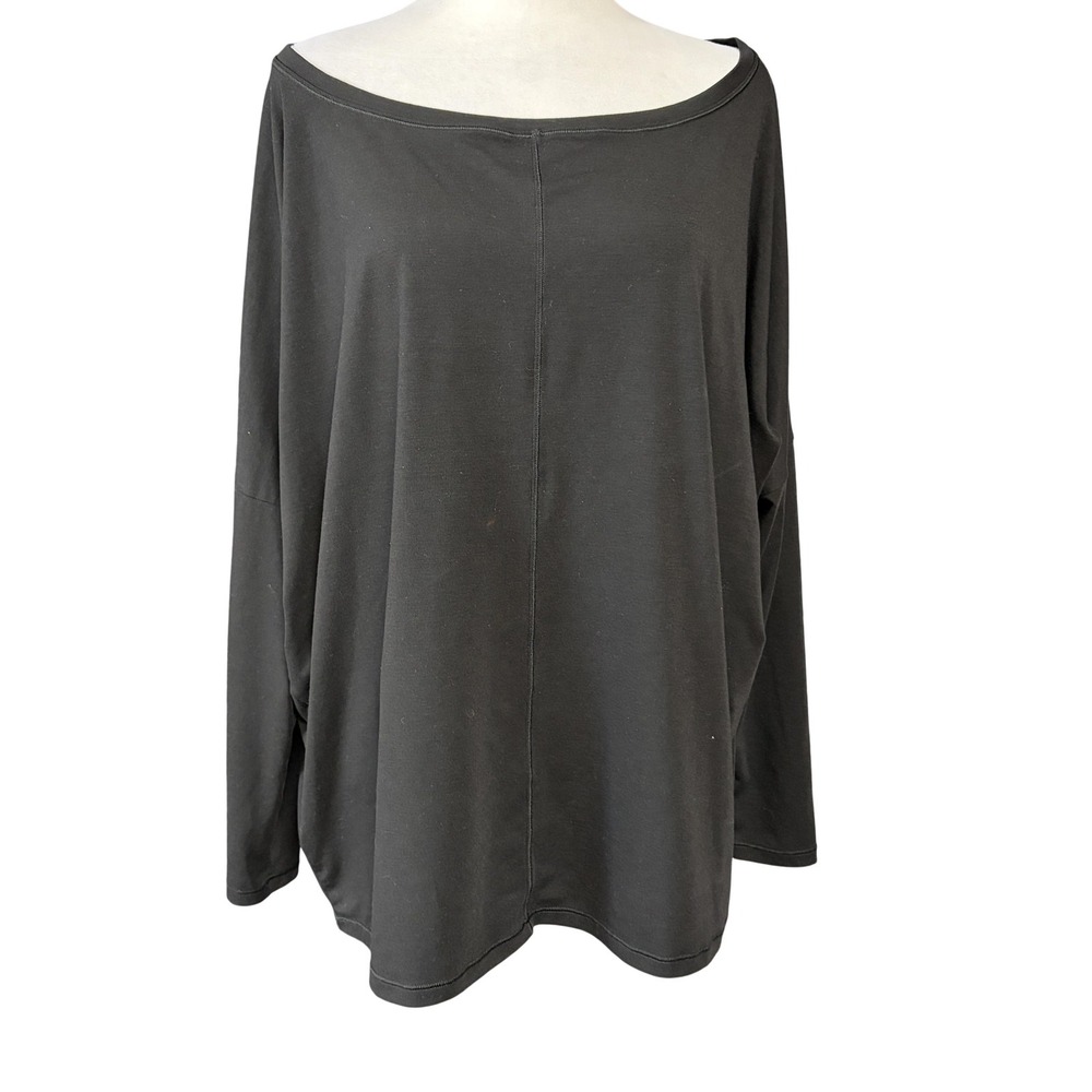 Athleta Shirt Womens 1X Plus Black Long Sleeve Dolman Boat Neck Relaxed Top - Picture 1 of 12